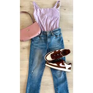 PAIGE Hoxton Crop Skinny Jeans Distressed Raw Hem Blue Denim 24